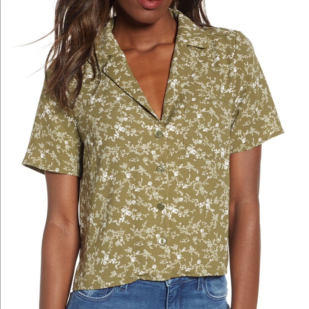 Nordstrom BP Pleat Back Collared Crepe Shirt